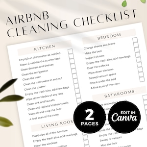 Editable Airbnb Host Cleaning Checklist Template, Vacation Rental Housekeeping Checklist Routine, Printable, Vrbo, DIY, A4, EG2