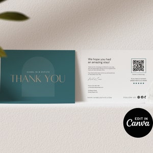 Airbnb Gastgeber Danke Kartenvorlage, Vrbo Gastkarte Airbnb Danke Postkarte, Airbnb Gastgeber Bewertungskarte, Kurzzeitvermietung Grün Modern EG2