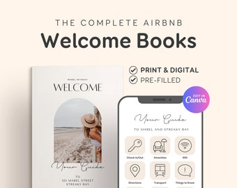 Airbnb Welcome Book Template Canva, Digital & Printable Guide Template for Cottage, Beach Host House Manual, Vrbo, Vacation Rental STR, EG02