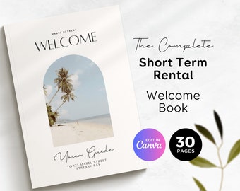 Modern Airbnb Welcome Guide Book Template for Cottage, Lake House, Cabin, Beach House, Guest House Manual, Vrbo, Vacation Rental Canva EG02