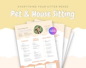 Printable Pet Sitter Notes - Editable Dog, Puppy and Cat Care House Sitting Instructions & Checklist
