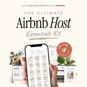 Airbnb Host Template Bundle – Digital + Printable Guest Welcome Book Guides, Checklists & Signs