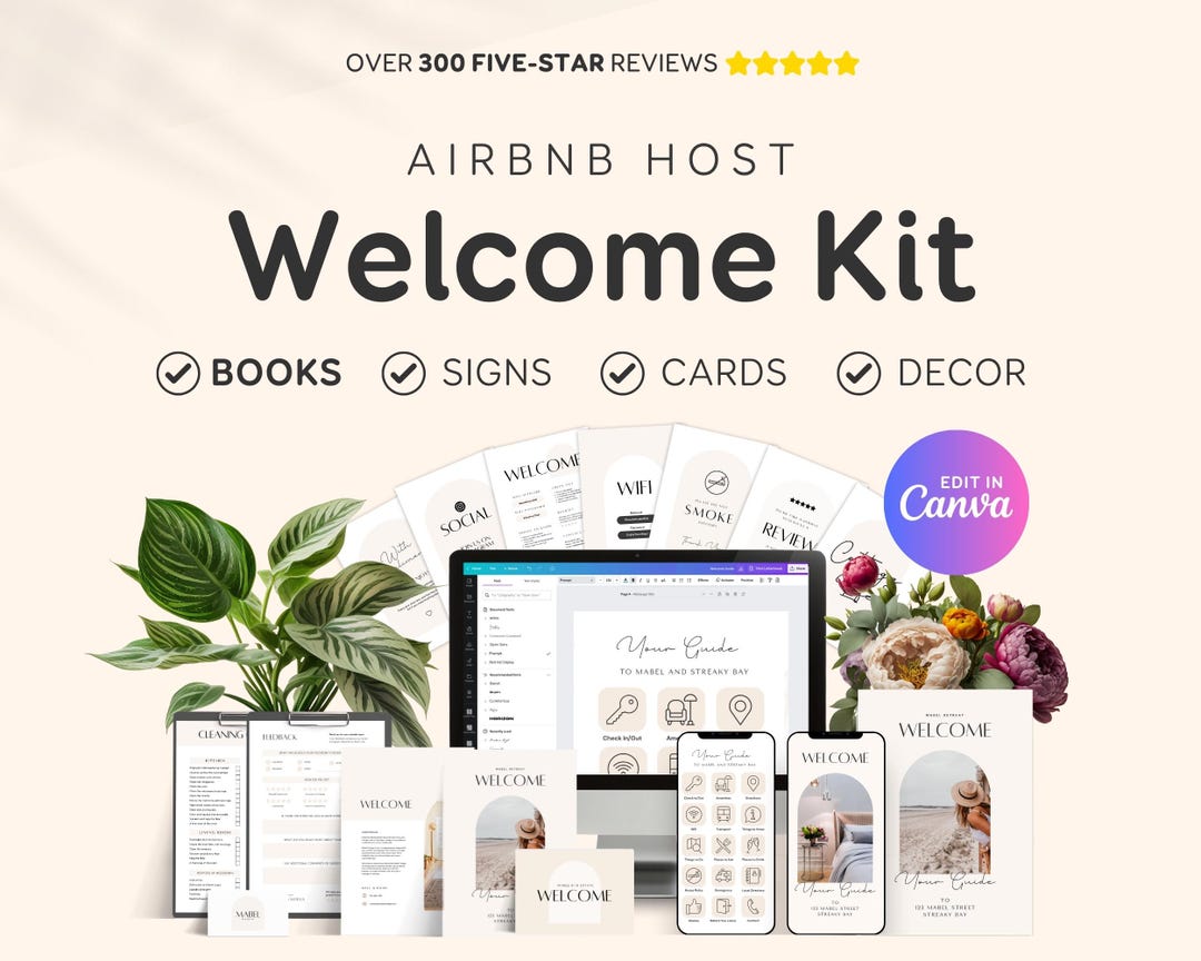 Modern Airbnb Host Welcome Kit | Rental House Guest Welcome Book ...
