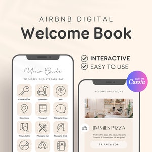 Digital Airbnb Welcome Book Airbnb Template Canva, Modern Welcome Guide for Cottage, Cabin, Beach House Manual, Vacation Rental, Mobile PDF