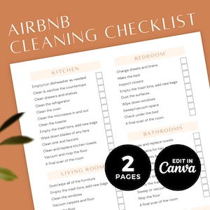 Editable Airbnb Host Cleaning Checklist Template, Vacation Rental Housekeeping Checklist Routine, Printable, Vrbo, DIY, A4, EG2