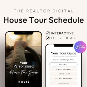 Home Tour Schedule: Digital Buyer Guide - Editable Canva Template RE1