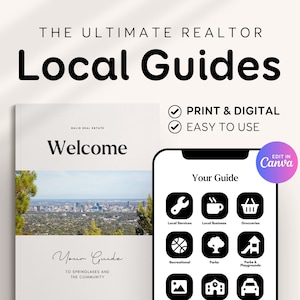 Local Guide Template, Community Guide, Relocation Guide, City Guide, Real Estate Agents Realtors Marketing | Digital & Printable Canva - RE1