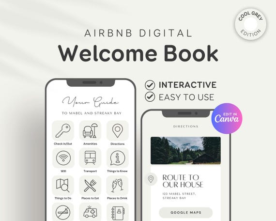 Short Term Rental House Manual Guide: Digital Airbnb Welcome Book (Canva Editable) - EG2