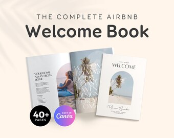 Modello di libro di benvenuto di Airbnb per casa al mare, cottage, casa al lago, cabina, manuale guida della casa, Vrbo, proprietà in affitto per le vacanze, Canva EG02