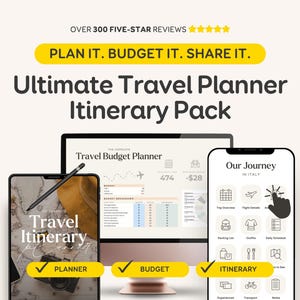 Ultimate Travel Trip Planner & Itinerary | Printable Digital Planner PDF + Travel Budget Sheet + Mobile Itinerary Editable Template Download