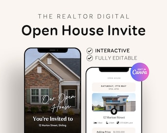 Real Estate Open House Invite Template: Editable Digital Flyer RE1