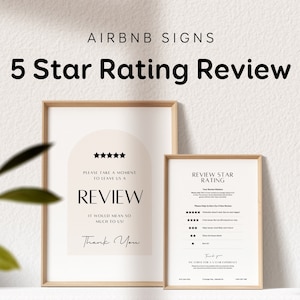 Airbnb review sign Canva, Airbnb Signs For Reviews, 5 Stars Rating, Host Review Template, Air Bnb Reviews printable editable EG02 Airbnb