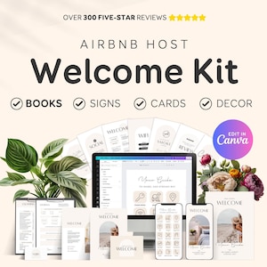 Airbnb Host Welcome Kit: Digital & Printable Guide Book House Manuals, Checklist, Signs and More EG2