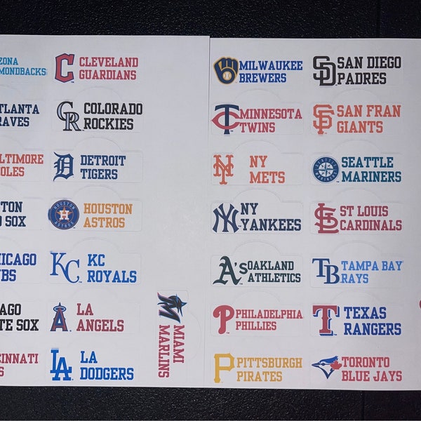 30 Customized MLB Logo Trading Card Divider Labels Only With Tab