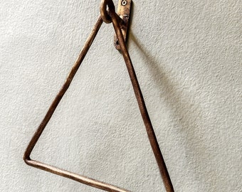 Vintage Solid Brass Towel Holder ,Wall Mounted Triangular Hand Towel Rack for Bathroom