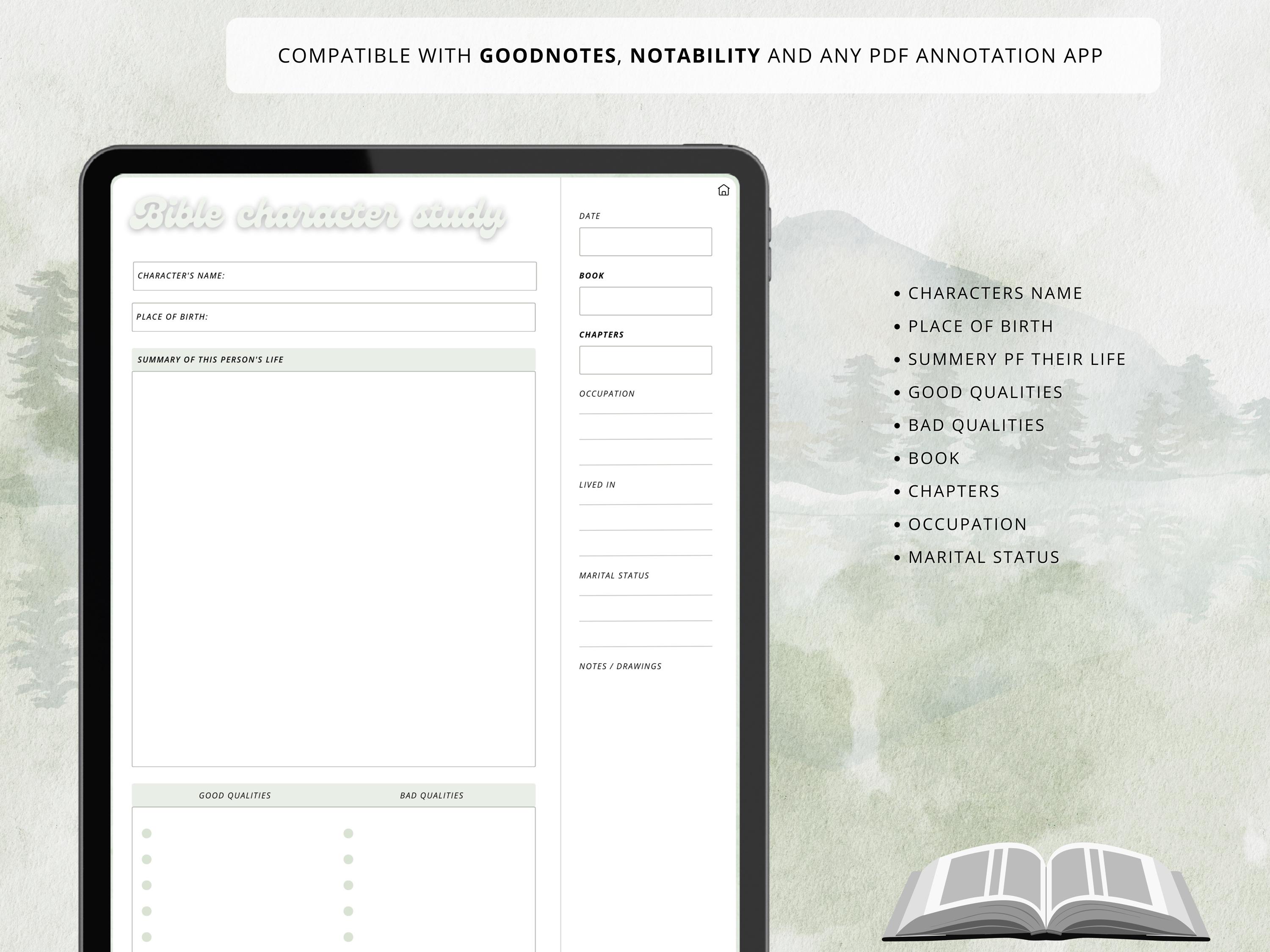 JW Bible Character Study Planner for Goodnotes, Notability - Etsy