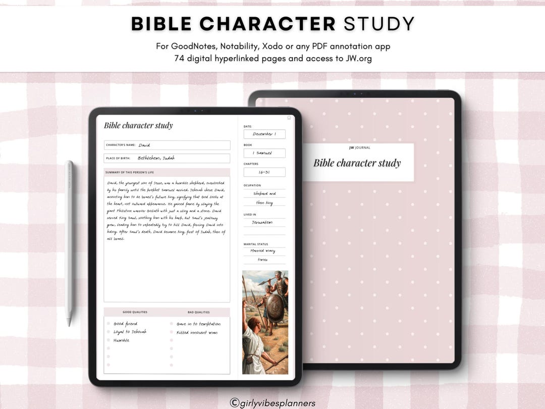 JW Bible Character Study Planner for Goodnotes, Notability - Etsy