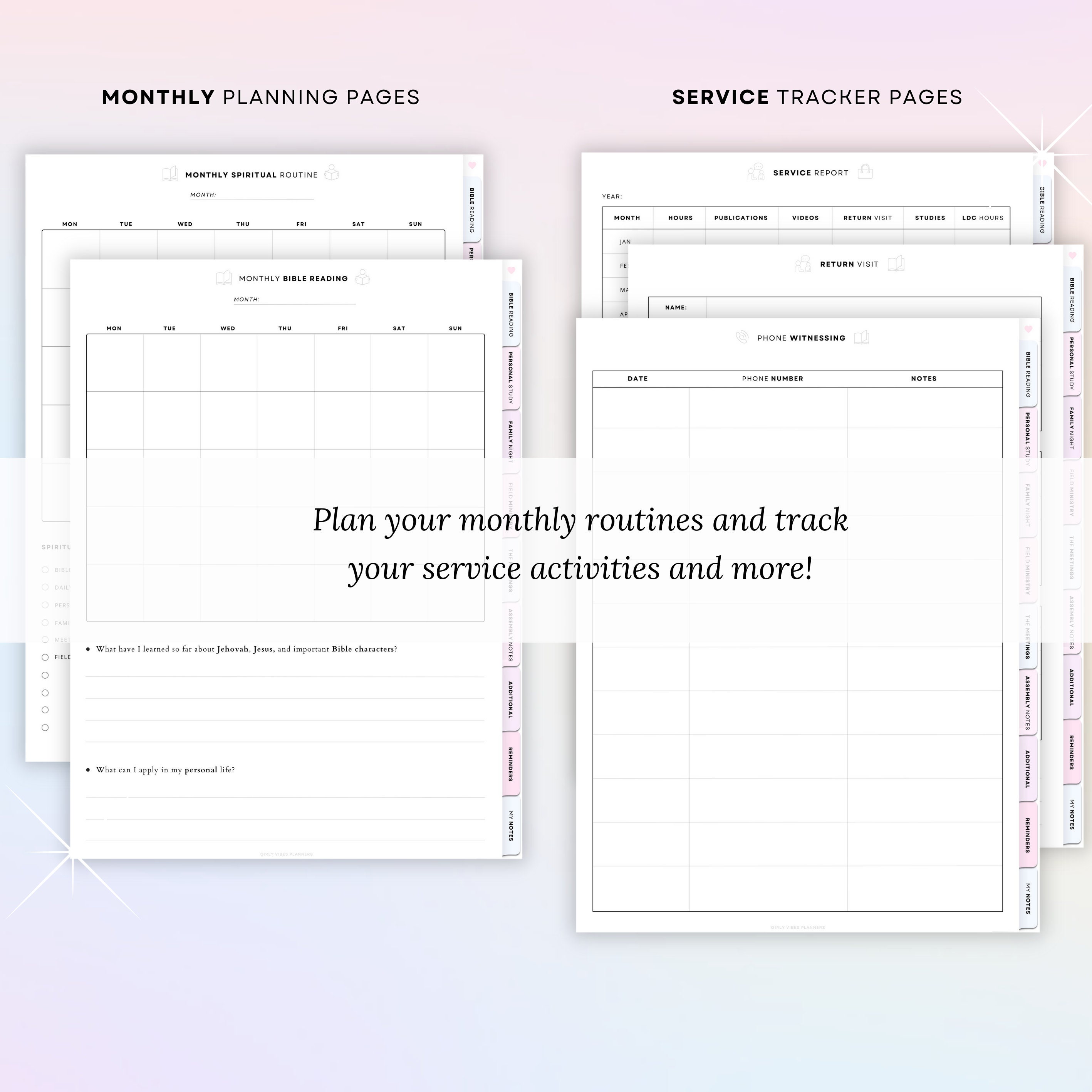 JW Digital Planner, JW Productivity Planner, JW Spiritual Routine - Etsy
