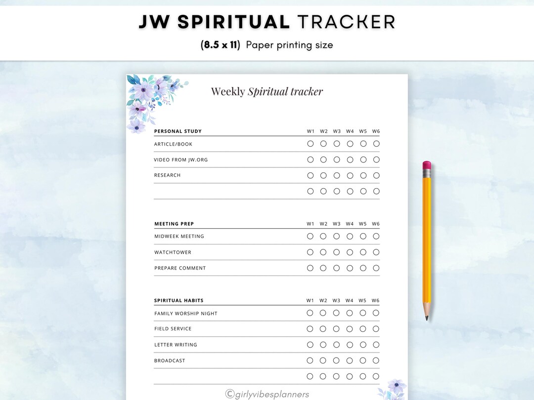 JW Spiritual Tracker Template PDF, Also for Annotation App - Etsy