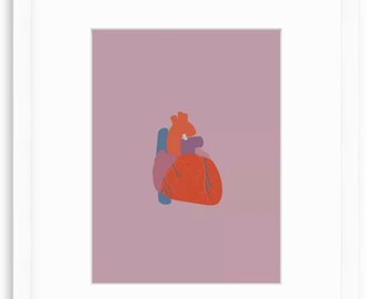 Anatomical Heart on Purple Digital Print