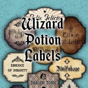 Wizard Potion Bottle Labels instant download