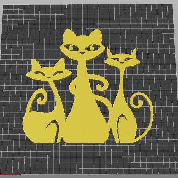 MCM Cat Trio | Mid Century Modern .STL .OBJ file for 3D printing