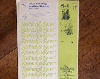 Stretch & Sew Pattern Girls' A-Line Dress  #910 Sizes 2-7