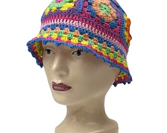 Crochet Bucket Hat 100% Mercerized Colorful Cotton Style Variations