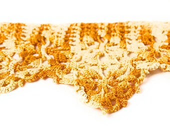 Vintage Handmade Crochet Edging Orange, Yellow White