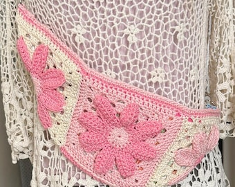 Crochet Fanny Pack Lined with Adjustable Strap Color Variations