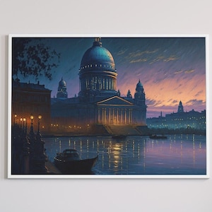 Saint Petersburg inspired Russian Vintage Artwork Oil Painting Print High-Quality Matte Wall Art Print for Neutral Home Decor