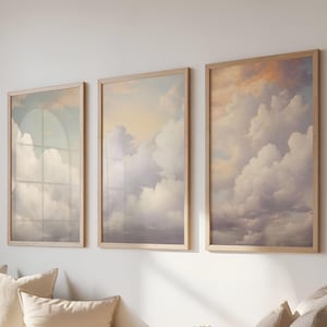 Set of 3 Vintage Cloud Oil Painting Prints | Nursery Wall Art | Sky Art | Antique Painting Print | Cloud Print | Premium Matte Print | VCOB1