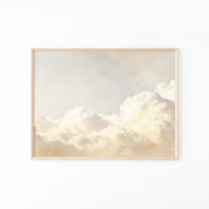 Beige wolken slaapkamer muurkunst print | Witte wolkenbeige hemelposter | Vintage woondecoratie | GPA4