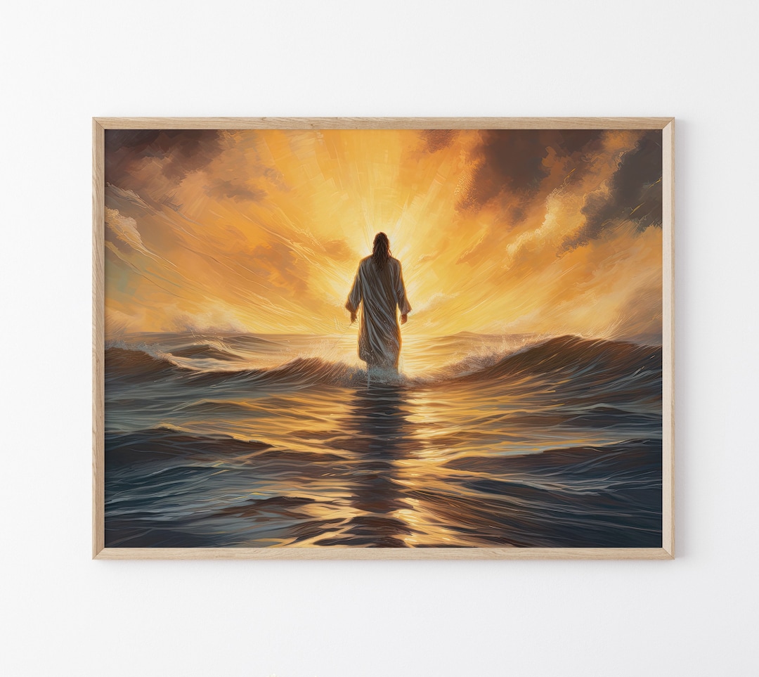 Jesus Christ Walking on Water Original Oil Painting, Christian Print ...