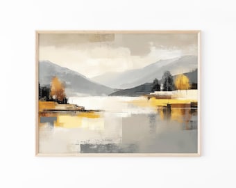 Yellow Abstract Landscape Oil Painting Print | Home decor | Beautiful Vibrant Print | Abstract Bedroom Decor | Fast Delivery | YAL5