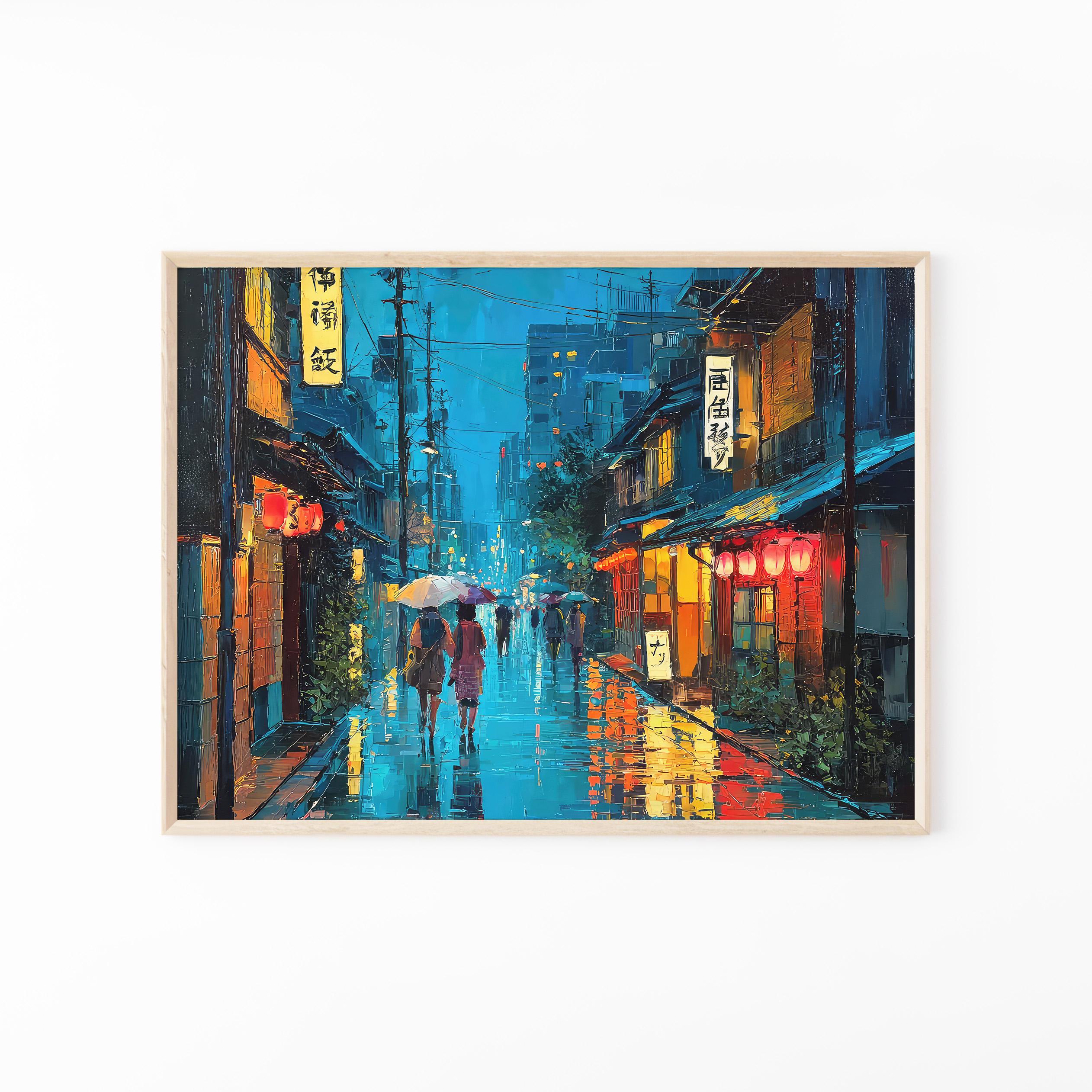 絵画 Tokyo 360 art Tokyo Tea House Japanese Oil Painting Print | Anime Style Art