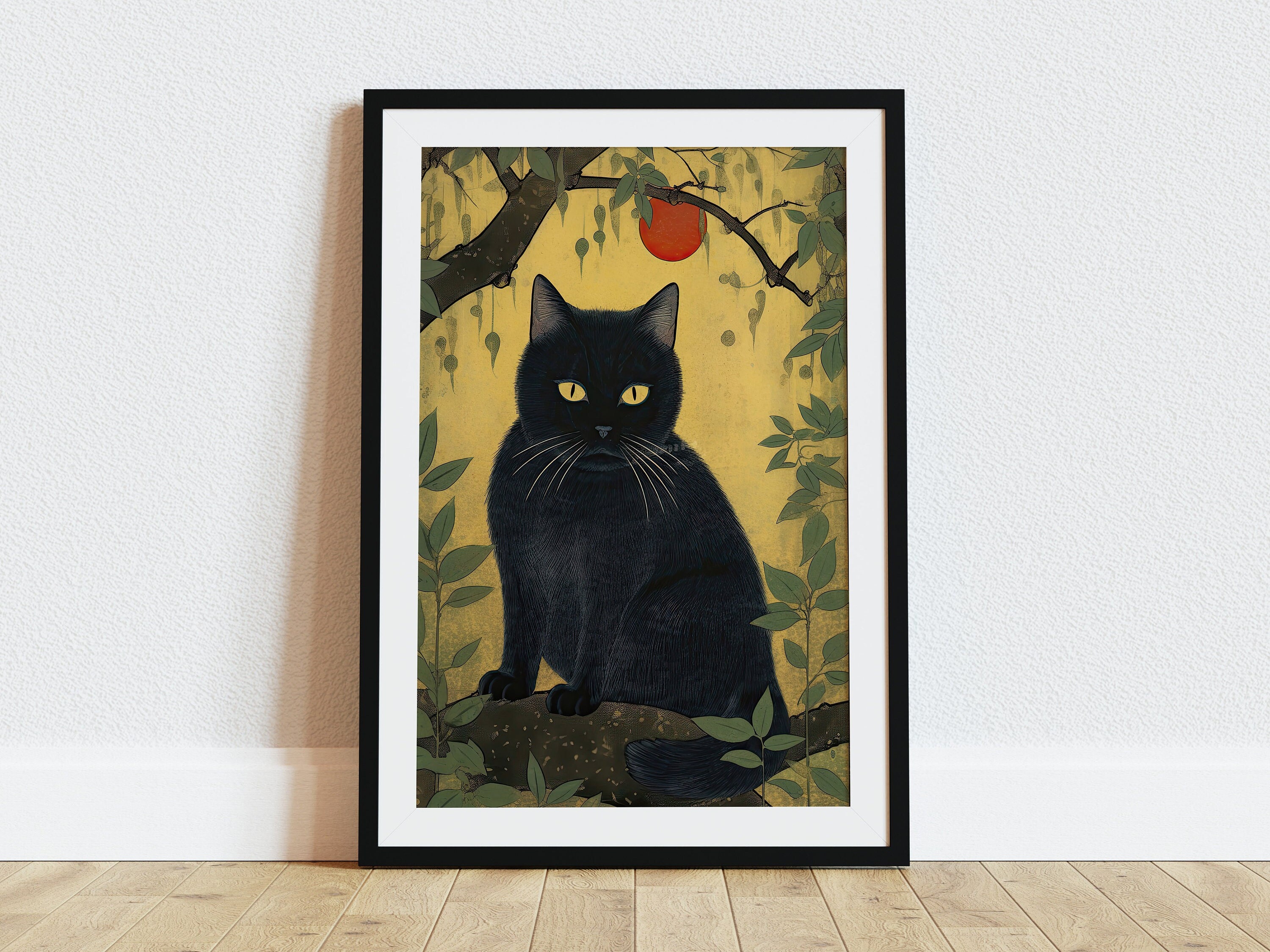 Vintage Japanese Cat Poster Japanese Cat Art Print Black - Etsy