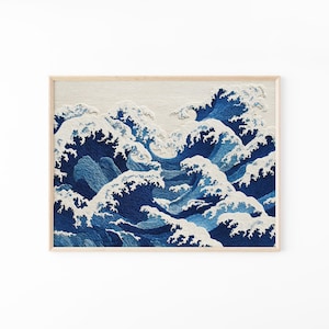 Japanese Wave Painting Print | Modern Japandi Minimalist Ocean Wall Art | CBO2