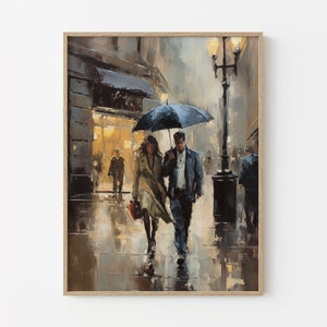 Rainy Day in New York Manhatten, The Upper East Side Oil Painting Print | Matte Print | Romantic Gift | Rainy Landscape Wall Art | RDI6
