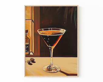Impressão de pintura de coquetel Espresso Martini | Arte Espresso Martini | Impressão de coquetel retrô | Coquetéis clássicos | Decoração de bar | Impressões para bar | ACP4