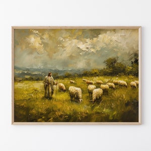 The Lord is my Shepherd Art, Modern Christian Art, Jesus Leaves 99, Coastal Christian Art, Jesus Art, Christ Art, Christian Painting TLI8