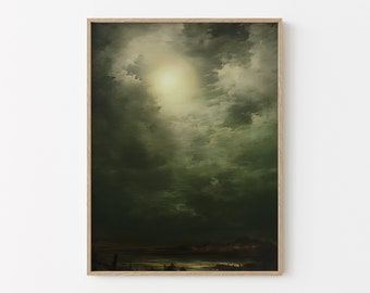 Vintage Night Cloud Oil Painting Print | Cloud Wall Art | Sky Wall Art | Antique Oil Painting | Cloud Print | Premium Matte Print #VNC5