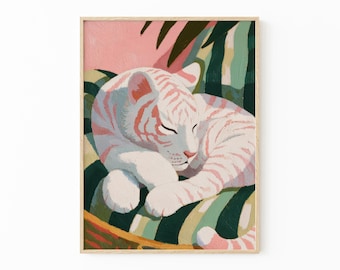 Pink Tiger Painting Print | Modern Animal Wall Art for Bold Home Decor | CSO4