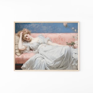 Don’t Rush Me Art Portrait, Girly Wall Art, Trendy Gallery Wall Print, Vintage Painting, Maximalist Decor, Print Dorm Wall Art // DRM8