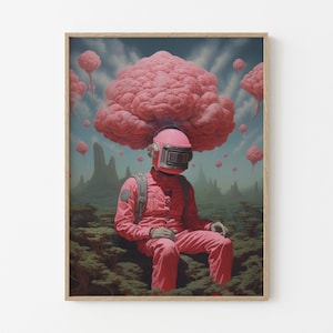 Duality (Retro Surreal Art, Mushroom Bomb Art, Apocalyptic Poster, Vintage Wall Print, Trippy Wall Art)