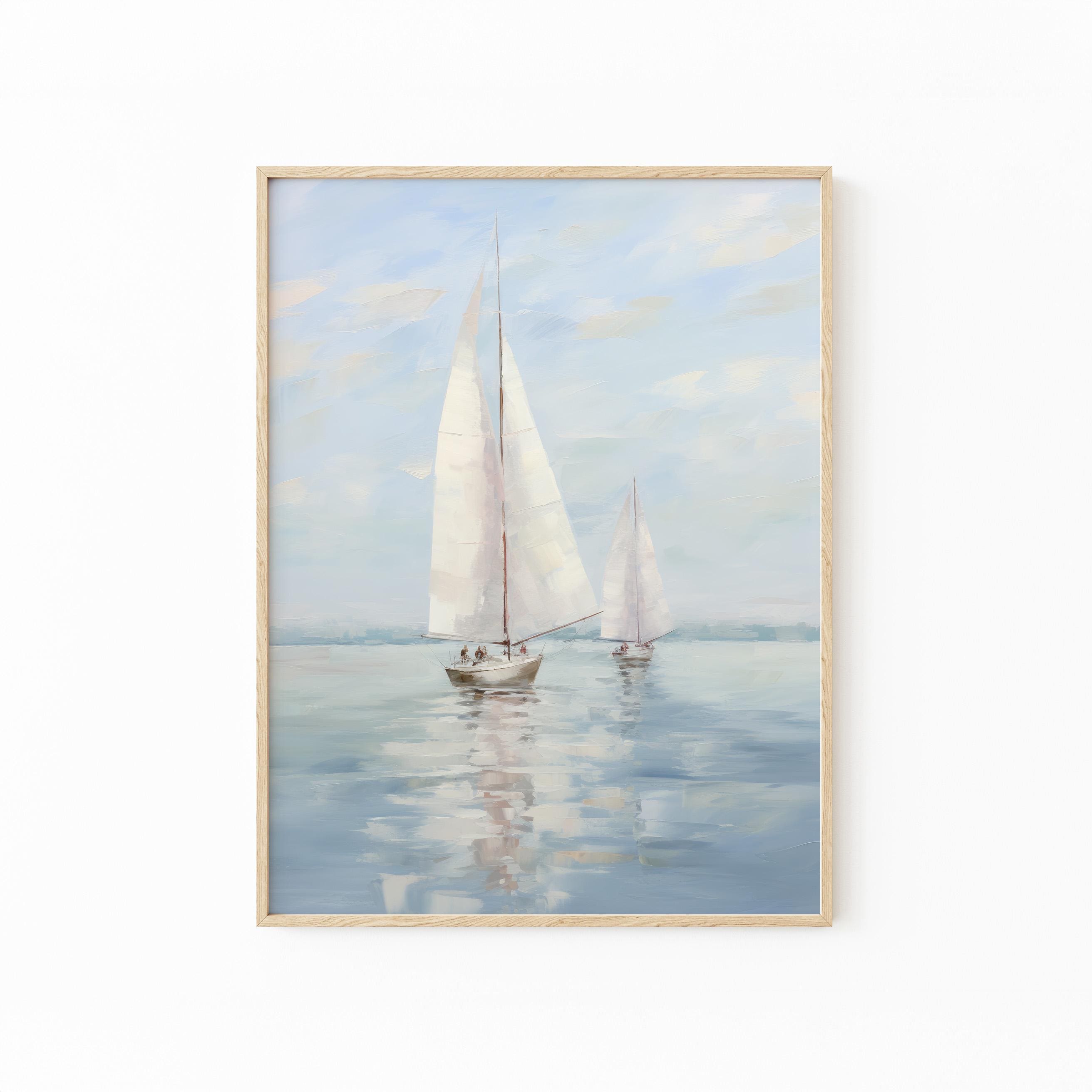 ヴィンテージ ヨット 絵画 湖畔の家 ウォールアート | 航海アート