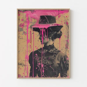 Viktorianische Frau Porträt Rosa Malerei Druck | Seltsames viktorianisches Porträt | Schrullig Eclectic Home Badezimmer | Alternative Spaß Kunstdruck | PPF1