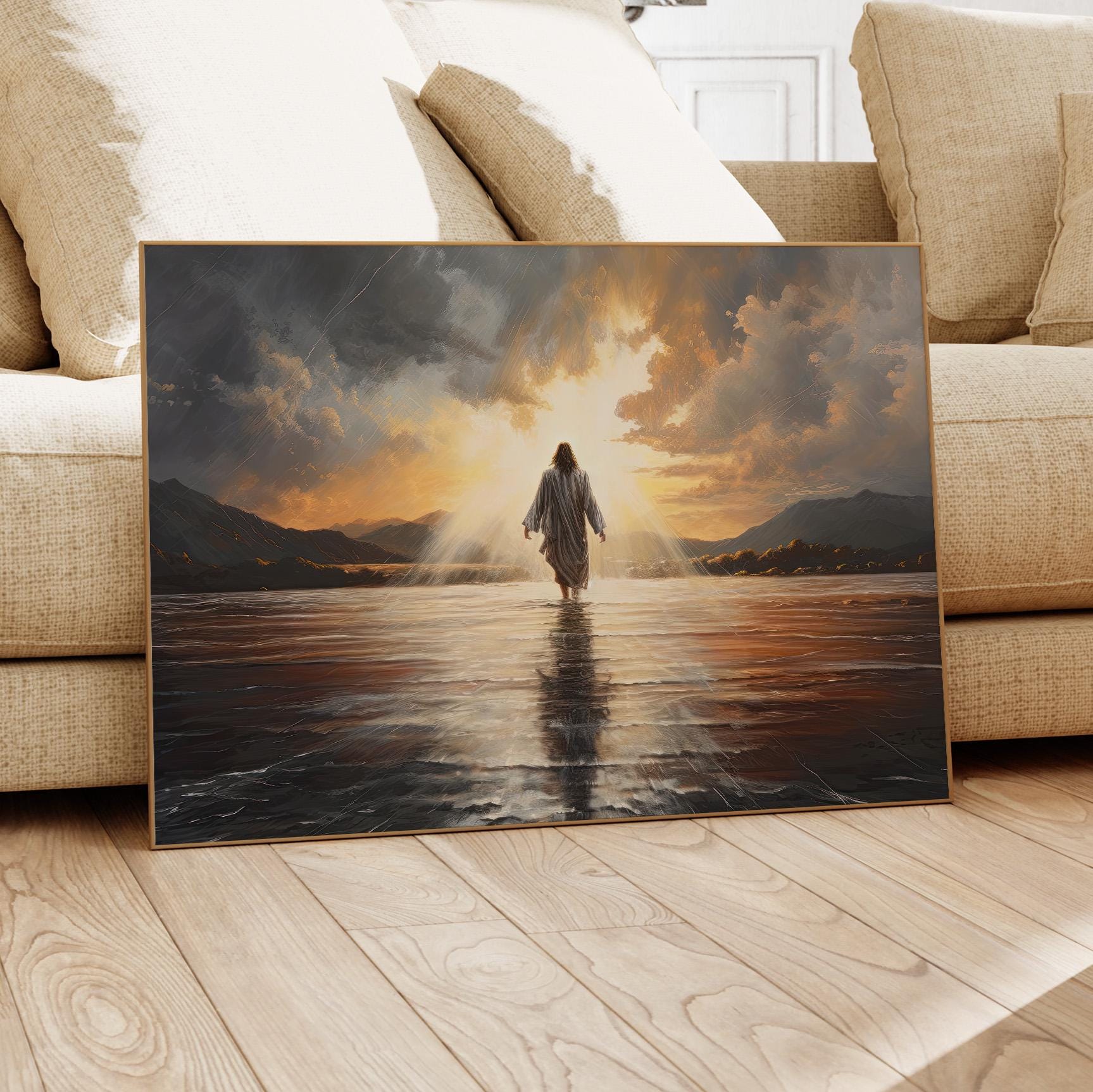 Jesus Christ Walking on Water Original Oil Painting, Christian Print ...