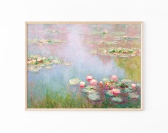 Nenúfares de Claude Monet / Impresión de paisaje vintage para decoración del hogar / OFG2