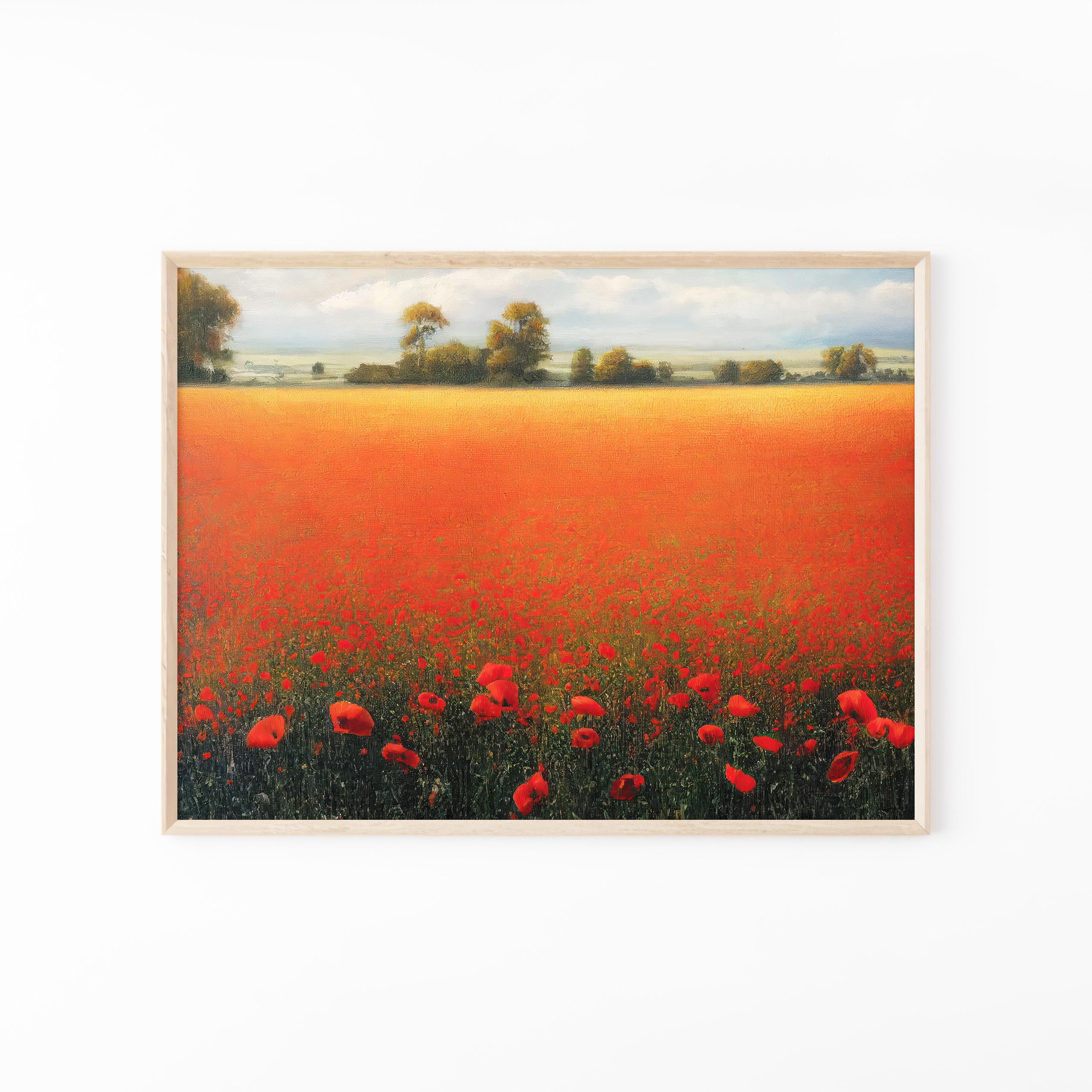 Flanders Field Poppies | Field of Red Flowers Oil Painting | Matte Wall ...